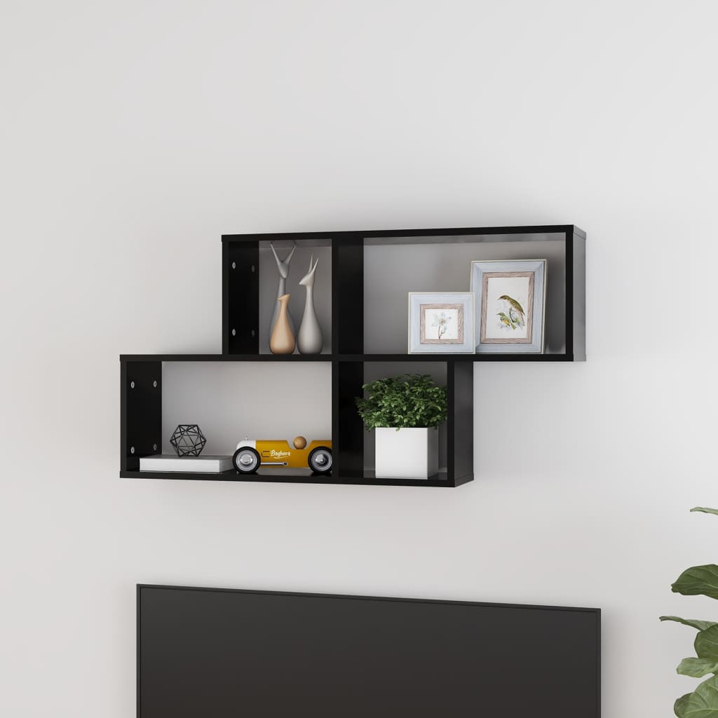 vidaXL Étagère murale noire 100x18x53 cm en bois d'ingénierie