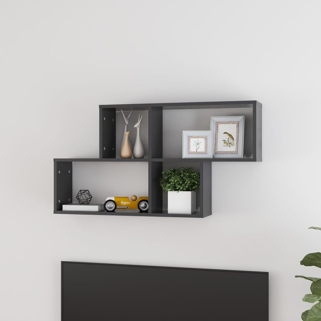 vidaXL Wandregal Grau 100x18x53 cm Holzwerkstoff