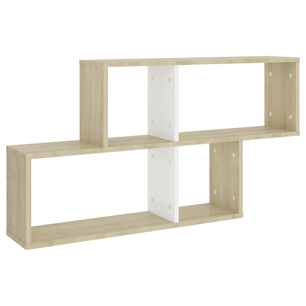 vidaXL Étagère murale Blanc et chêne Sonoma 100x18x53 cm Bois d'ingénierie