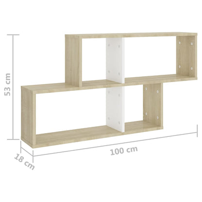 vidaXL Étagère murale Blanc et chêne Sonoma 100x18x53 cm Bois d'ingénierie