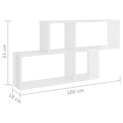 vidaXL Étagère murale Blanc brillant 100x18x53 cm Aggloméré