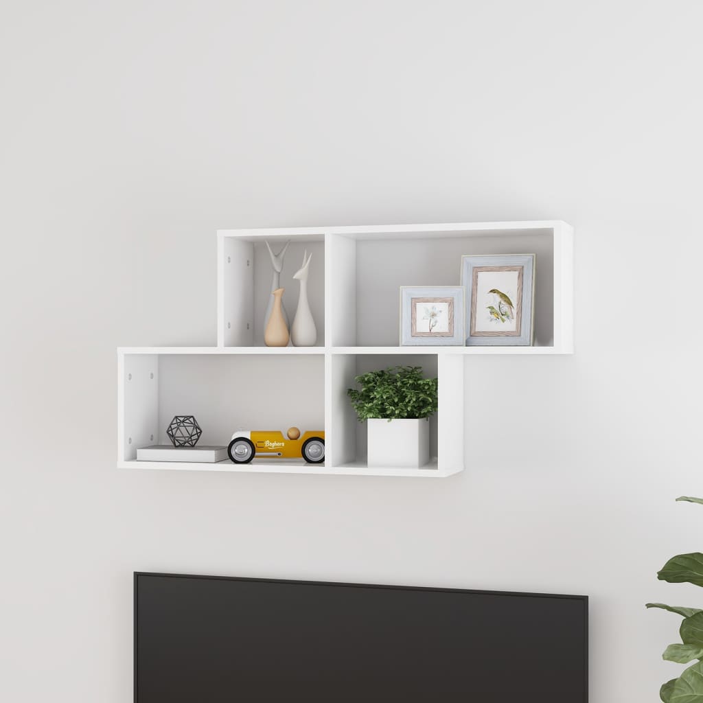 vidaXL Étagère murale Blanc brillant 100x18x53 cm Aggloméré