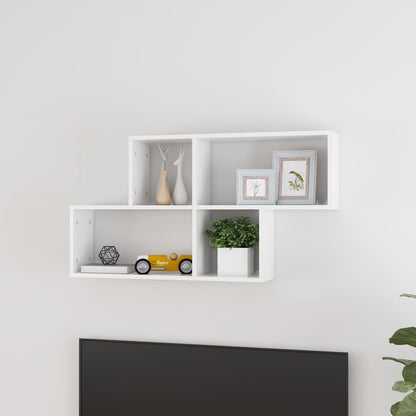vidaXL Étagère murale Blanc brillant 100x18x53 cm Aggloméré