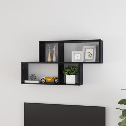vidaXL Étagère murale noir brillant 100x18x53 cm en bois d'ingénierie