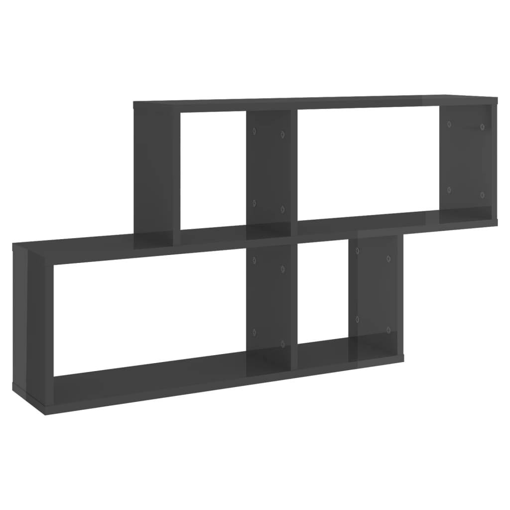vidaXL Étagère murale gris brillant 100x18x53 cm en bois d'ingénierie