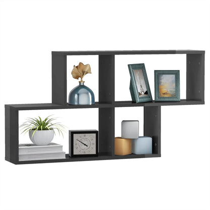 vidaXL Étagère murale gris brillant 100x18x53 cm en bois d'ingénierie