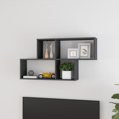 vidaXL Étagère murale gris brillant 100x18x53 cm en bois d'ingénierie