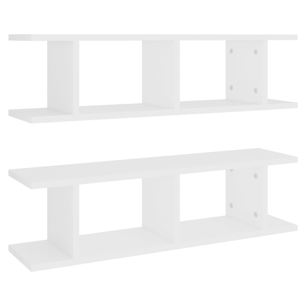 vidaXL Étagères murales 2 pcs Blanc 75x18x20 cm Bois d'ingénierie