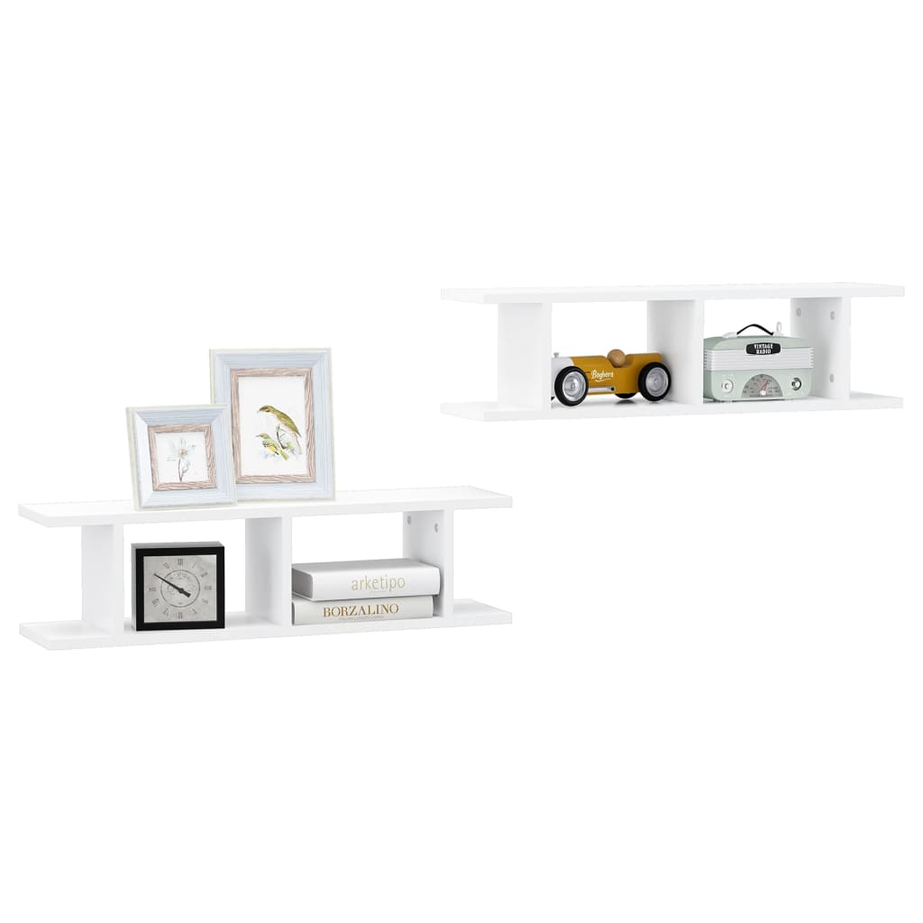 vidaXL Étagères murales 2 pcs Blanc 75x18x20 cm Bois d'ingénierie