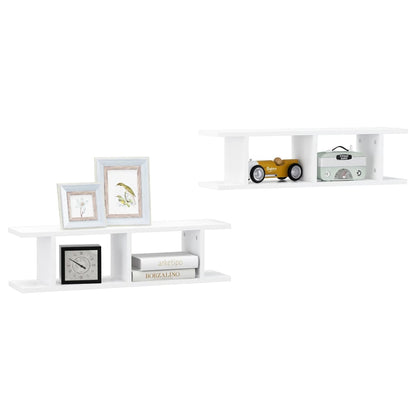 vidaXL Étagères murales 2 pcs Blanc 75x18x20 cm Bois d'ingénierie