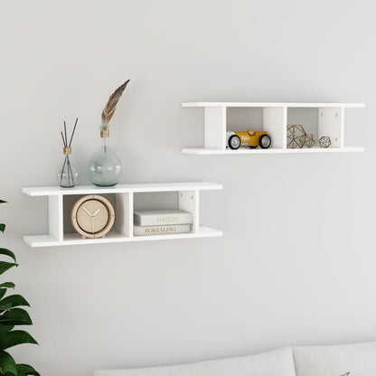 vidaXL Étagères murales 2 pcs Blanc 75x18x20 cm Bois d'ingénierie