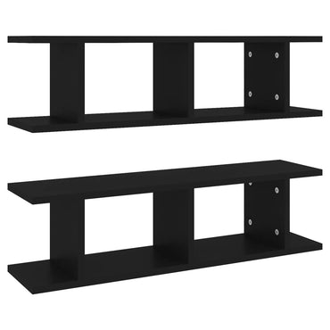 vidaXL Étagères murales 2 pcs Noir 75x18x20 cm Bois d'ingénierie