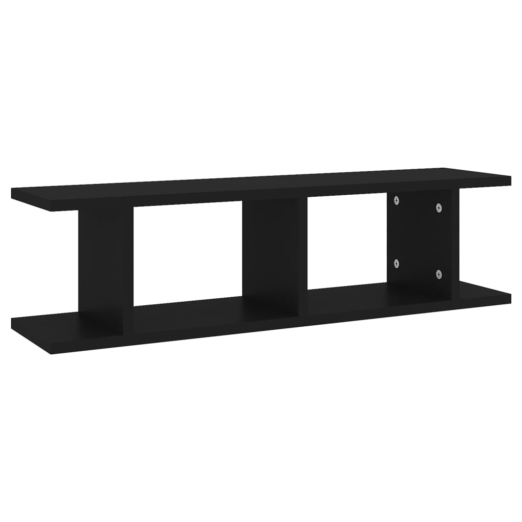 vidaXL Étagères murales 2 pcs Noir 75x18x20 cm Bois d'ingénierie