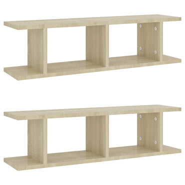 vidaXL Étagères murales 2 pcs Chêne Sonoma 75x18x20 cm Bois d'ingénierie
