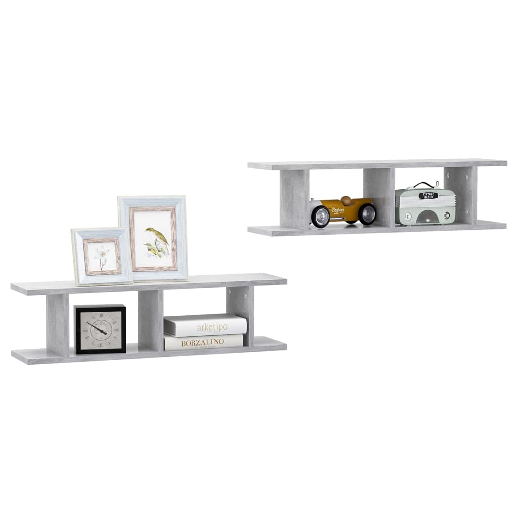 vidaXL Étagères murales 2 pcs Gris béton 75x18x20 cm Bois d'ingénierie