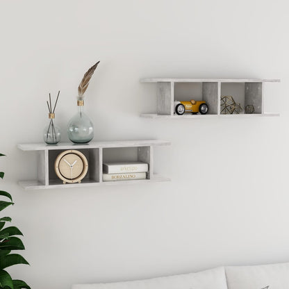 vidaXL Étagères murales 2 pcs Gris béton 75x18x20 cm Bois d'ingénierie
