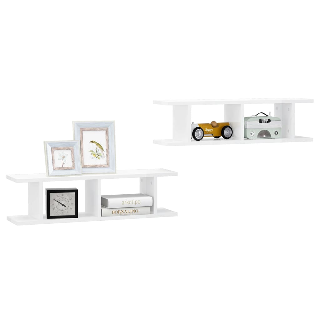 vidaXL Étagères murales 2 pcs Blanc brillant 75x18x20 cm Bois d'ingénierie