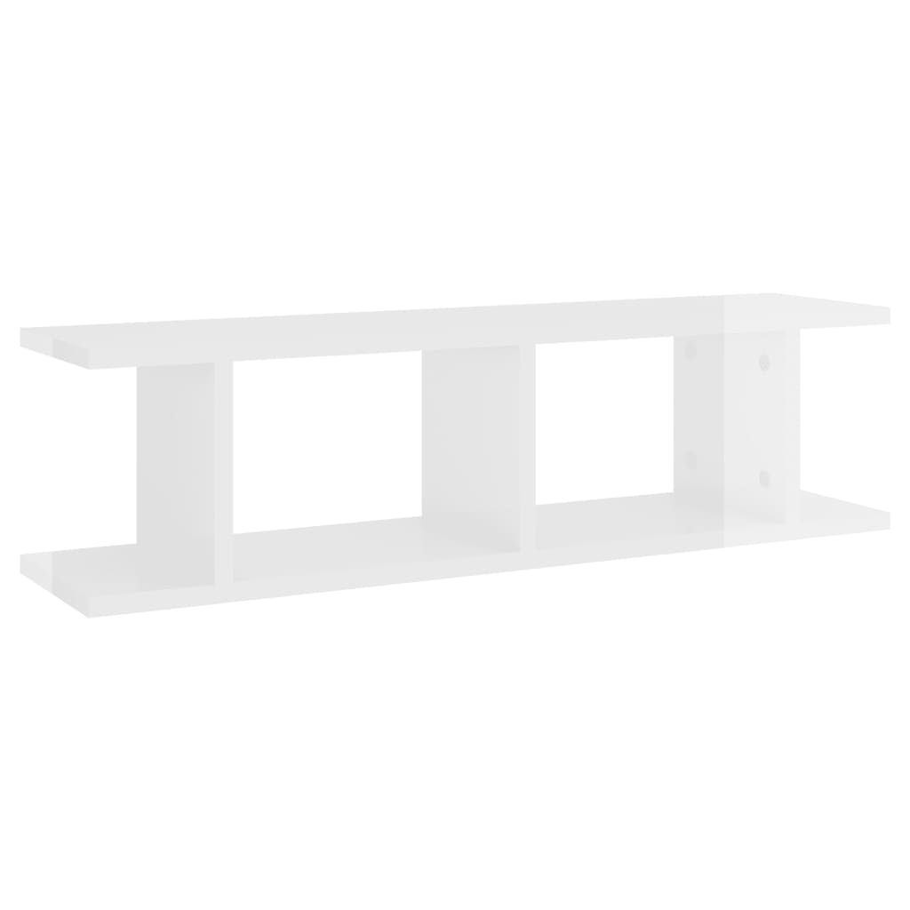 vidaXL Étagères murales 2 pcs Blanc brillant 75x18x20 cm Bois d'ingénierie