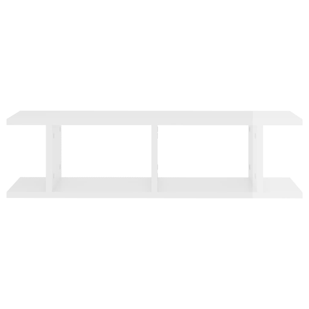 vidaXL Étagères murales 2 pcs Blanc brillant 75x18x20 cm Bois d'ingénierie