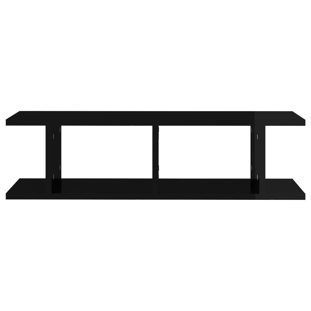vidaXL Étagères murales 2 pcs Noir brillant 75x18x20 cm Aggloméré