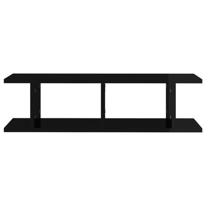 vidaXL Étagères murales 2 pcs Noir brillant 75x18x20 cm Aggloméré