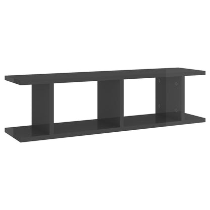 vidaXL Étagères murales 2 pcs Gris brillant 75x18x20 cm Bois d'ingénierie