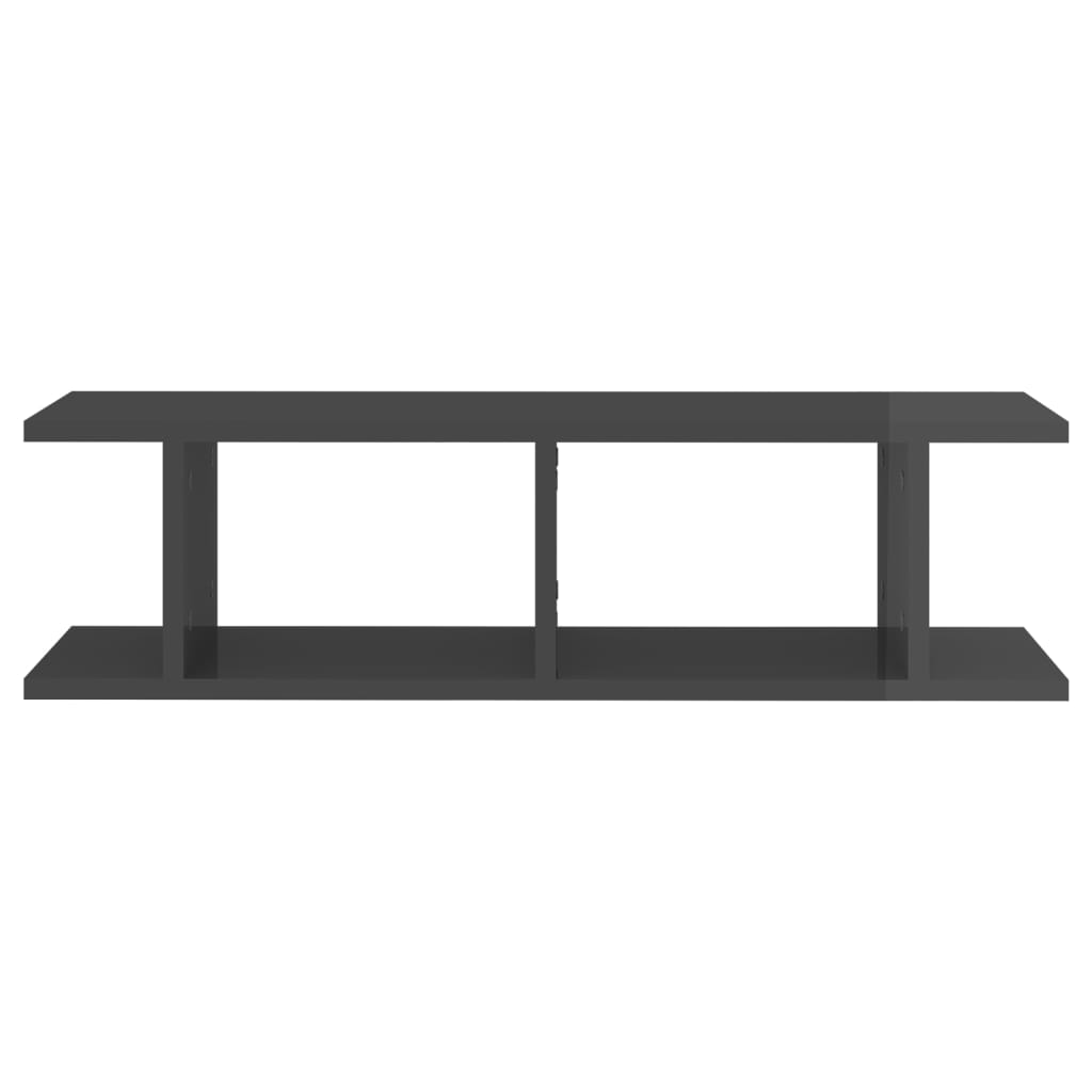 vidaXL Étagères murales 2 pcs Gris brillant 75x18x20 cm Bois d'ingénierie