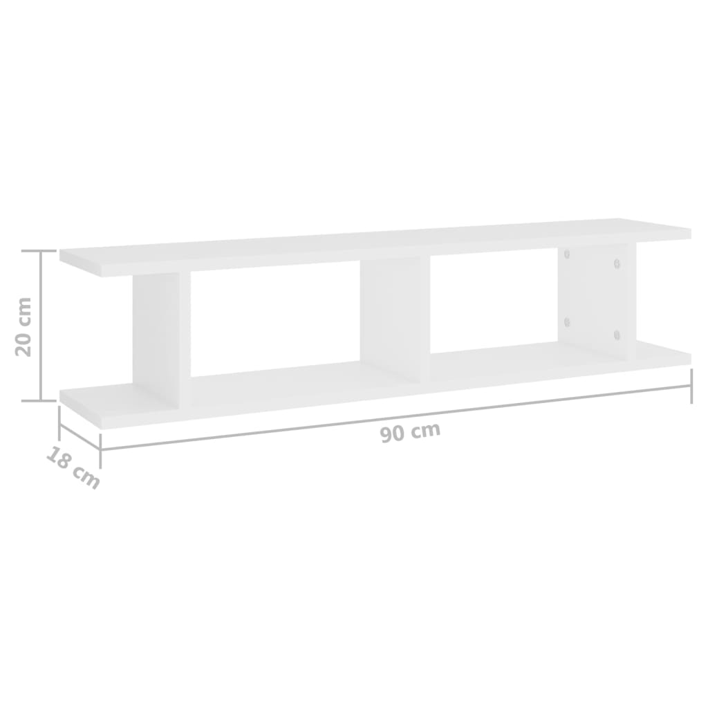 vidaXL Wandregale 2 Stk. Weiß 90x18x20 cm Holzwerkstoff
