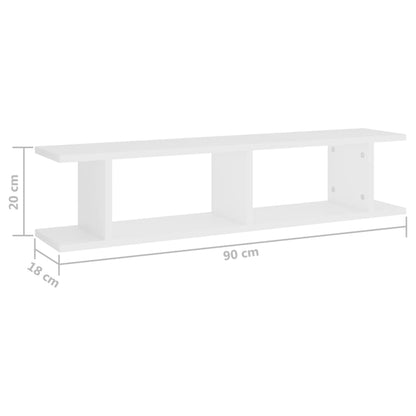 vidaXL Wandregale 2 Stk. Weiß 90x18x20 cm Holzwerkstoff