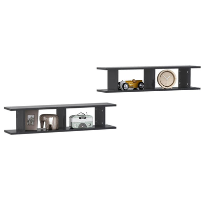 vidaXL Wandregale 2 Stk. Grau 90x18x20 cm Holzwerkstoff