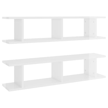 vidaXL Wandregale 2 Stk. Hochglanz-Weiß 90x18x20 cm Holzwerkstoff