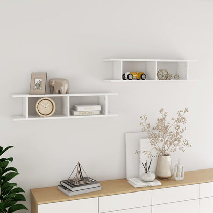 vidaXL Wandregale 2 Stk. Hochglanz-Weiß 90x18x20 cm Holzwerkstoff