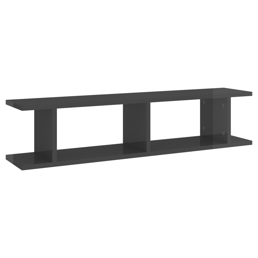 vidaXL Wandregale 2 Stk. Hochglanz-Grau 90x18x20 cm Holzwerkstoff