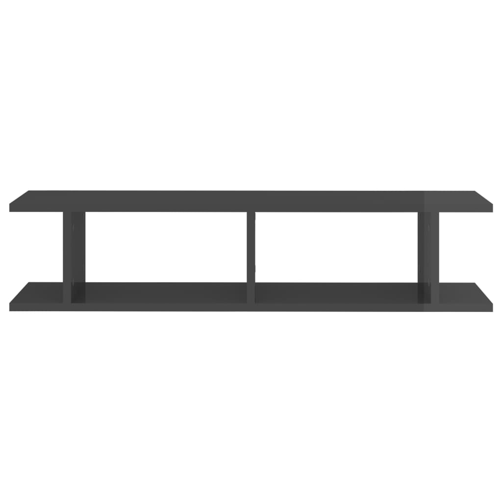 vidaXL Wandregale 2 Stk. Hochglanz-Grau 90x18x20 cm Holzwerkstoff