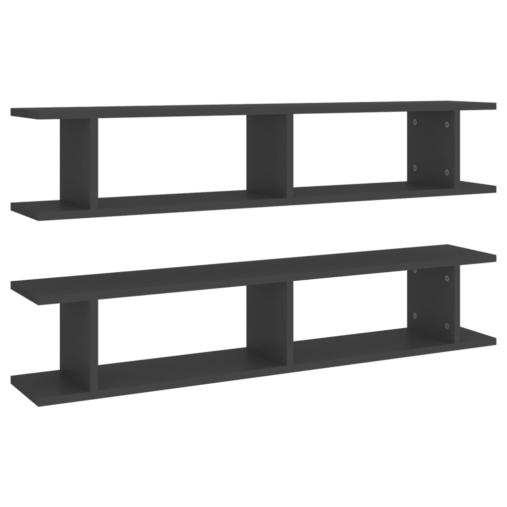 vidaXL Étagères murales 2 pcs Gris 105x18x20 cm Bois d'ingénierie