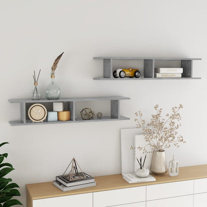 vidaXL Étagères murales 2 pcs Gris béton 105x18x20 cm Bois d'ingénierie