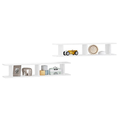 vidaXL Étagères murales 2 pcs Blanc brillant 105x18x20 cm Aggloméré