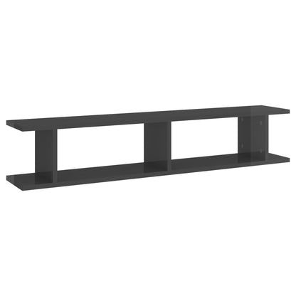 vidaXL Wandregale 2 Stk. Hochglanz-Grau 105x18x20 cm Holzwerkstoff