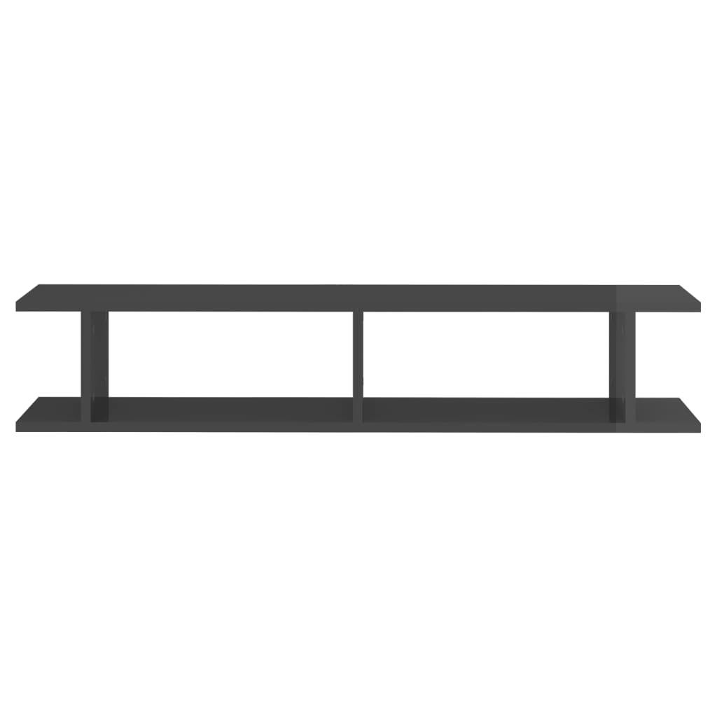 vidaXL Wandregale 2 Stk. Hochglanz-Grau 105x18x20 cm Holzwerkstoff