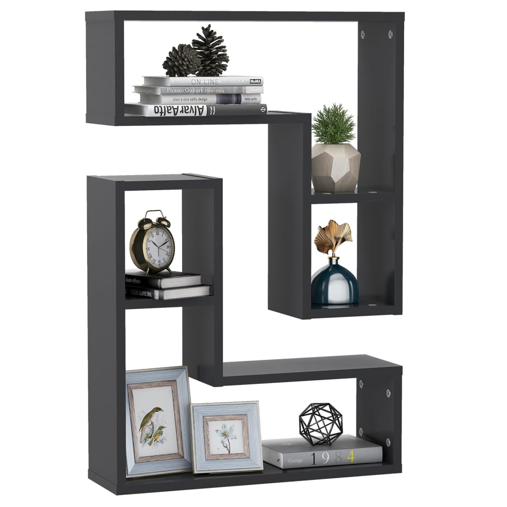 vidaXL Étagères murales 2 pcs Gris 50x15x50 cm Bois d'ingénierie
