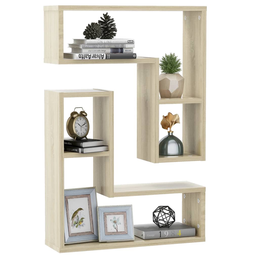 vidaXL Wandregale 2 Stk. Sonoma-Eiche 50x15x50 cm Holzwerkstoff
