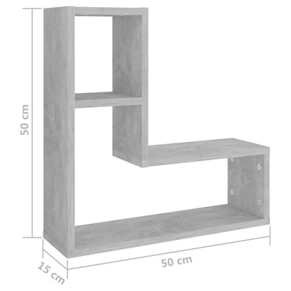 vidaXL Étagères murales 2 pcs Gris béton 50x15x50 cm Bois d'ingénierie
