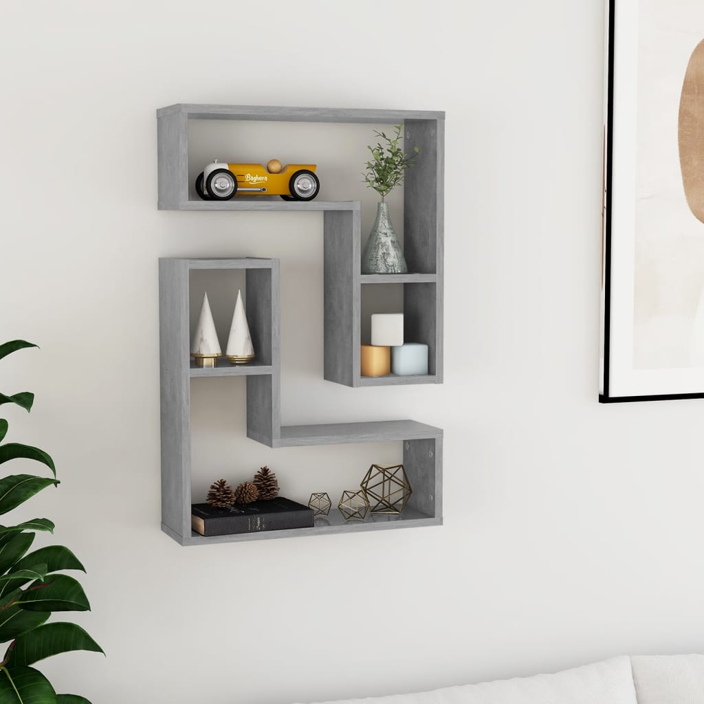 vidaXL Étagères murales 2 pcs Gris béton 50x15x50 cm Bois d'ingénierie