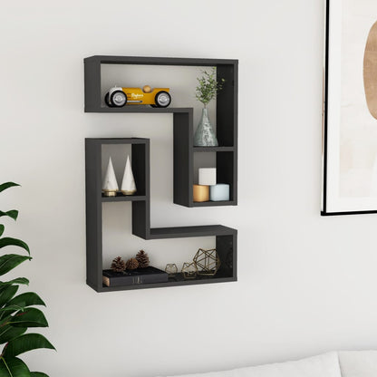 vidaXL Étagères murales 2 pcs Gris brillant 50x15x50 cm Bois d'ingénierie