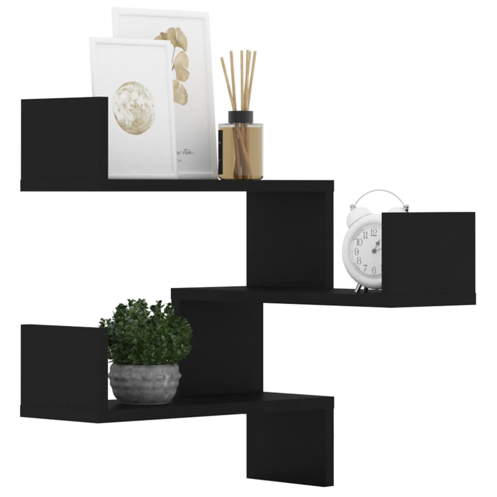 vidaXL Wand-Eckregale 2 Stk. Schwarz 40x40x50 cm Holzwerkstoff