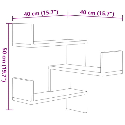 vidaXL Wand-Eckregale 2 Stk. Schwarz 40x40x50 cm Holzwerkstoff