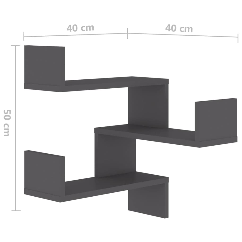 vidaXL Wand-Eckregal Grau 40x40x50 cm Holzwerkstoff