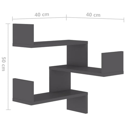 vidaXL Wand-Eckregal Grau 40x40x50 cm Holzwerkstoff