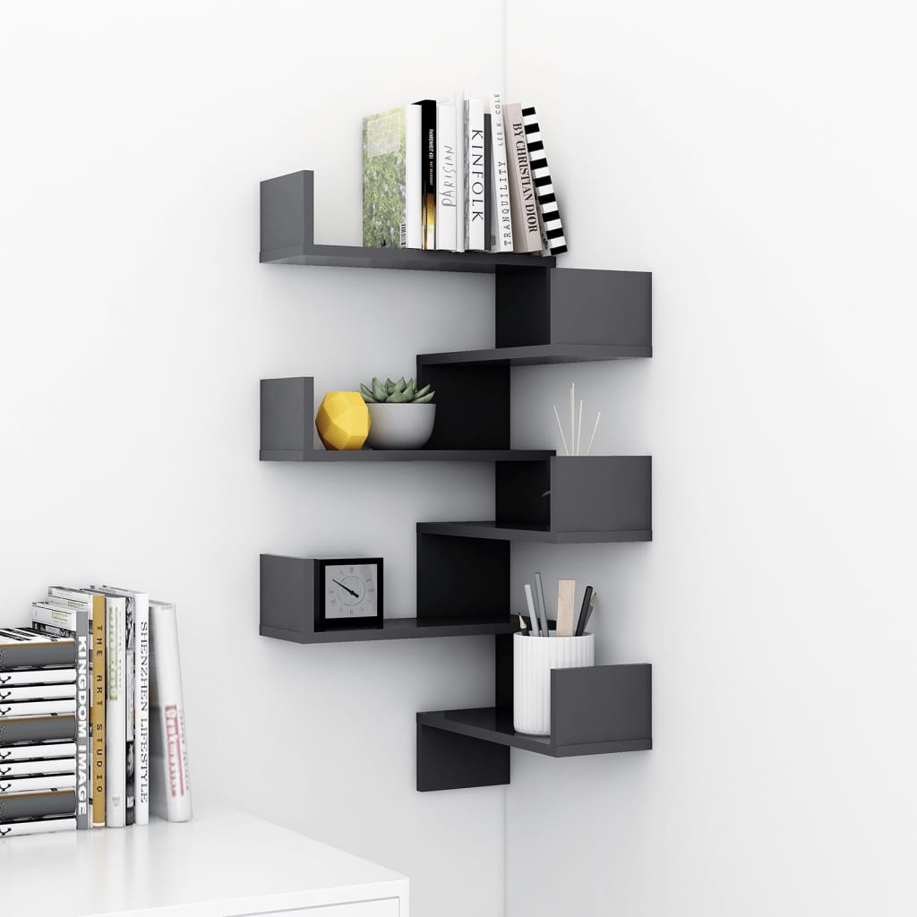 vidaXL Wand-Eckregale 2 Stk. Grau 40x40x50 cm Holzwerkstoff
