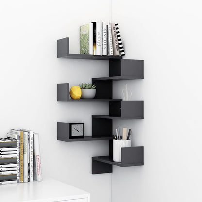 vidaXL Wand-Eckregale 2 Stk. Grau 40x40x50 cm Holzwerkstoff